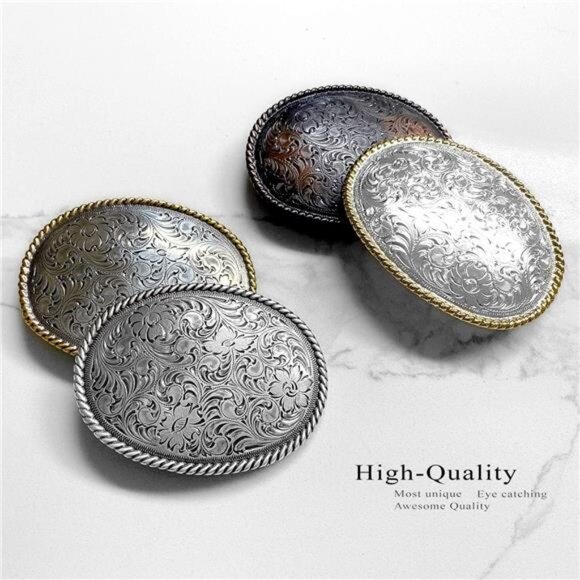 Western Floral Eagle Dogs Birds Star Replacement Belt Buckle Fits 1-1/2"(38mm) - Picture 3 of 7